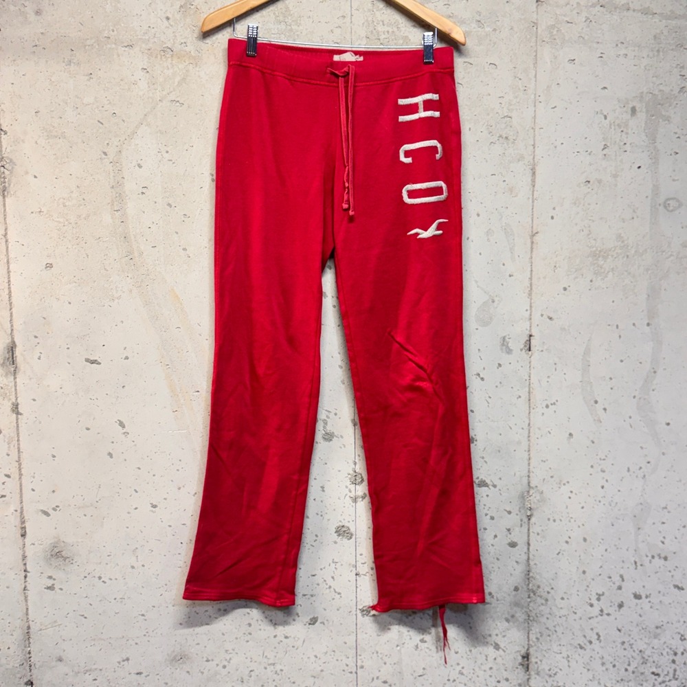 Hollister Sweatpants Womens Small Red HCO Logo Y2K McBling Loungewear Joggers